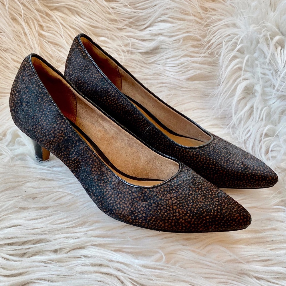 Clarks Artisan Sage Cooper Calf Hair Heels Sz 8 - Picture 10 of 11